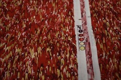 1 yard 100% COTTON FABRIC textile arts film RED BURGUNDY METALLIC GOLD abstract