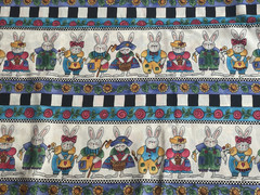 3.10 Yards 44″ W Vintage 100% Cotton “Whimsical Bunnies” fabric by Kari Pearson