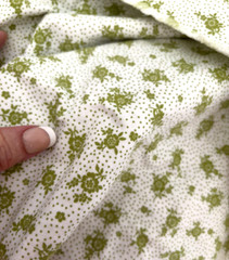 Vtg 1 yd 42X37 BUTTERCREAM Lime Green Pin Dot FLORAL Cotton Quilt FABRIC JO-ANN