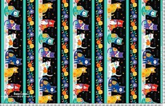 Wilmington Prints – Fe-Line Frisky – Repeating Border Stripe – Multi, Fabric BTY