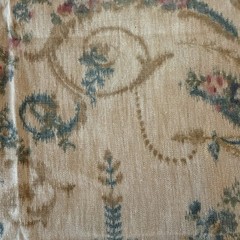 Vintage Linen Blend Turkish Style Floral Rose Bouquet Urn Scroll Fabric 3ydx35”