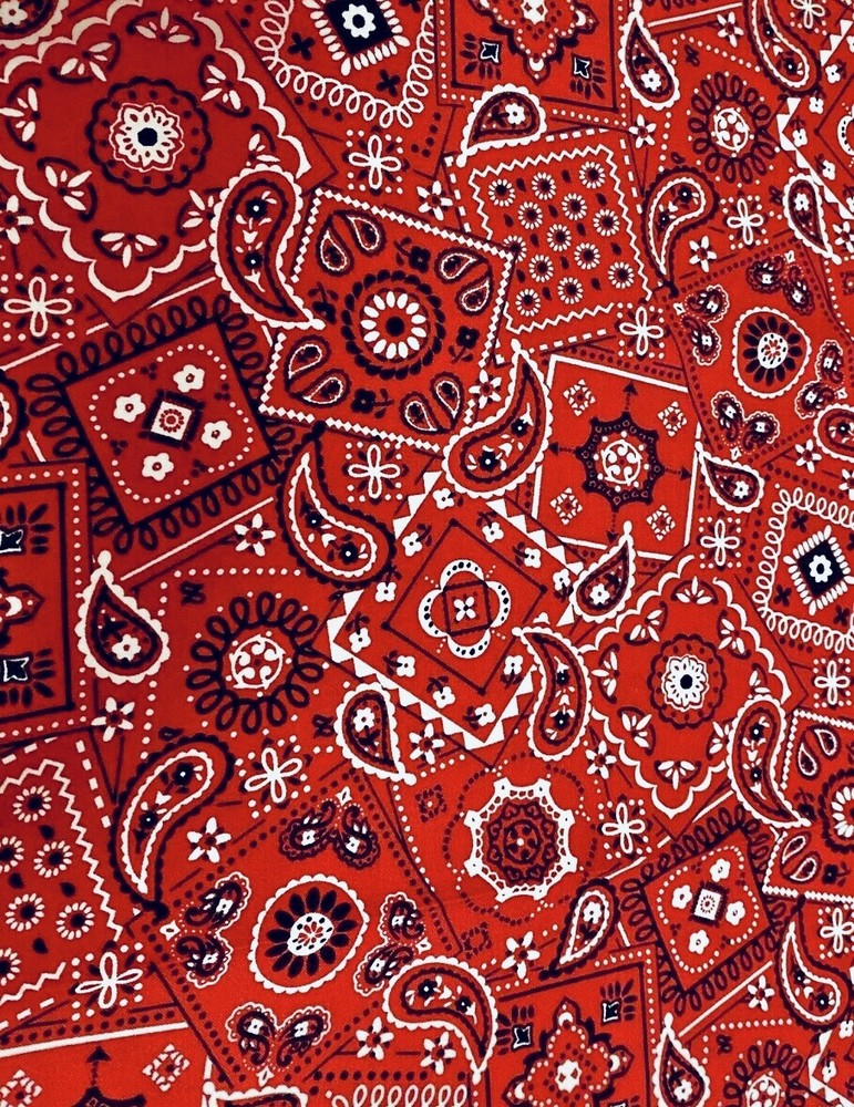 Waverly Western Cowboycore Poppy Red Bandana Paisley Print BTFQ