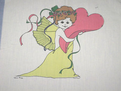 RARE 1981 Daisy Kingdom Laurie Adam Fabric Panels Cupid Valentine