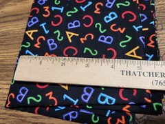 Fabric Remnant Lot Car Vehicles Letter Teacher Numbers Grey Stone Blue