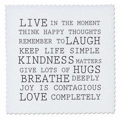 3dRose Inspirational Words Black and White Text Quilt Square, 10 by 10-Inch