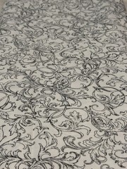7+ yards Cotton Fabric Lot Black/White Floral Flowers Quilting Crafts #111