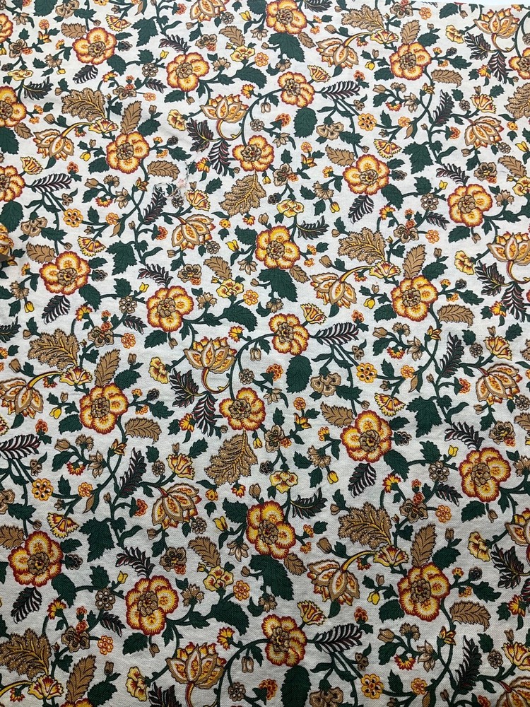 Vintage MCM Floral Cotton Fabric 90×41 Inches 2.5 Yards Sewing Crafts Quilting