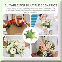 Artificial Flower Sepal Kit 100 Pieces Fabric Green