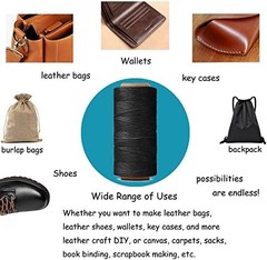 568 Yards 2 PCS 150D 0.8mm Waxed Thread for Leather Sewing, Leather Thread for H