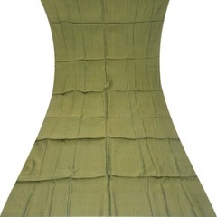 Vintage Green 100% Pure Silk Handloom Sari Remnant 3YD Craft Fabric Silk Scrap
