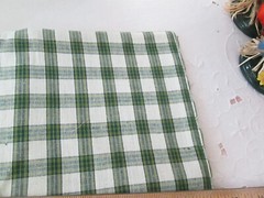 Estate Find VTG Green & White Plaid Striped Fabric, 45″ W. x 1 YD +14″, New