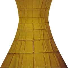 Vintage Yellow Dual Tone 100% Pure Silk Sari Remnant 5YD Craft Fabric Silk Scrap