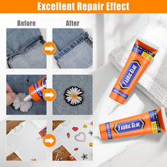 Fabric Glue Permanent 60ML Clear, Washable Clothes Repair Adhesive for Patches