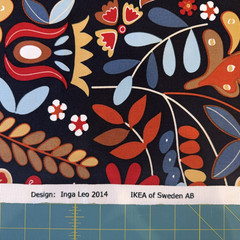 Fabric Ikea Inga Leo 2014 Home Decor Floral Large Print on Black Sweden