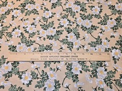 3 YARDS Cotton Fabric – FROM THE GARDEN White Floral Leaves in Tan Marcus
