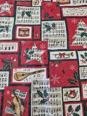 Fabric Traditions 1997 Christmas Music Print Cotton Fabric 36×43 Inches