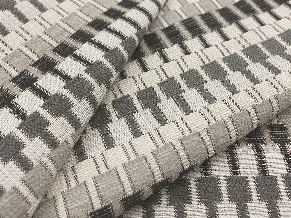 Villa Nova Geometric Jacquard Upholstery Fabric- Shiko / Carbon 5 yds V3223/03