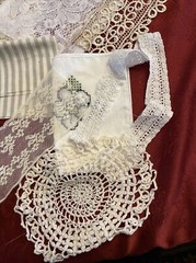 Vintage Doily, Rescued Textiles Lot, Junk Journal, Slow Stitch, Scrapbooking