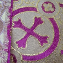 Purple Gold Metallic Brocade Fabric For Lent Resurrection Religious Liturgical
