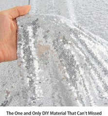 15 Feet Silver Sequin Fabric – Glittery Dress Material