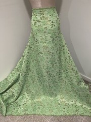 Green Gold Floral Metallic Brocade Fabric 50” Width Sold By The Yard