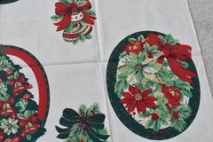 36″ x 44″, Vintage, Red & Green on White Christmas Craft Panel, Wamsutta, P8763