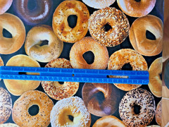 Loads Bagels realistic food cotton quilting fabric bhy x 43″ w yummy breakfast