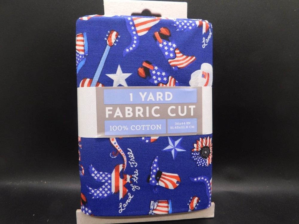 1 yard precut 100% cotton fabric 36x44in Land of the free Navy blue