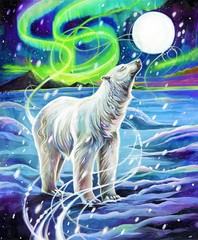 Tales of the Tundra, Cyan/Lavendar Snowflake 7 Inch repeat Digital BTY