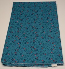 19″ x 45″ 100% cotton fabric PINK PURPLE TEAL heart floral swirls geometric
