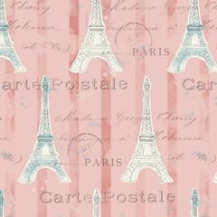 Fabric Eiffel Tower Paris on Pink David TEXTILES Cotton 1/4 yard 4253