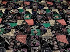Retro 90’Geometric Abstract Artsy Polyester Slinky Stretchy Fabric 60”X57” Piece