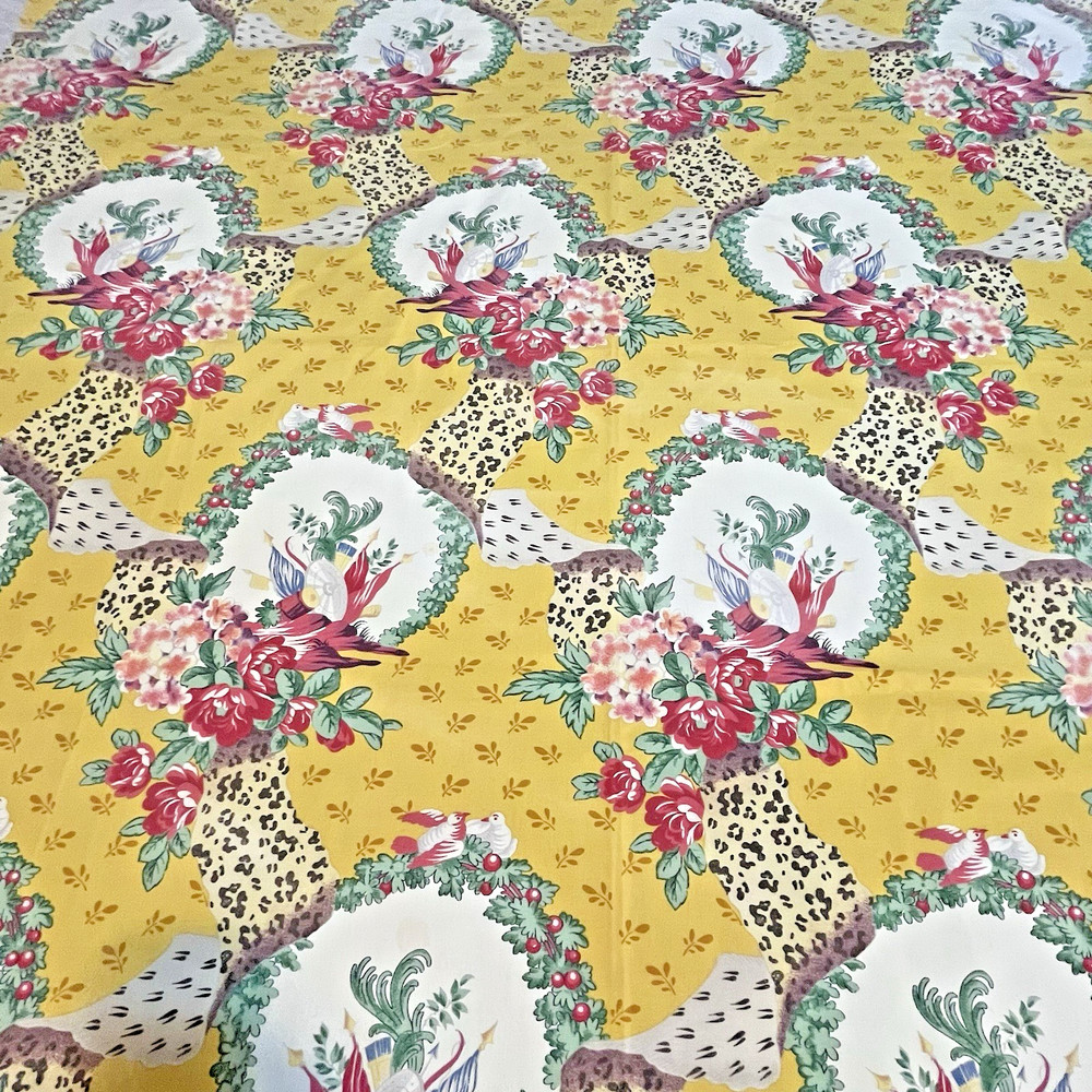 Brunschwig & Fils Out of Africa Fabric 2 Pcs Cotton Yellow Leopard Floral READ