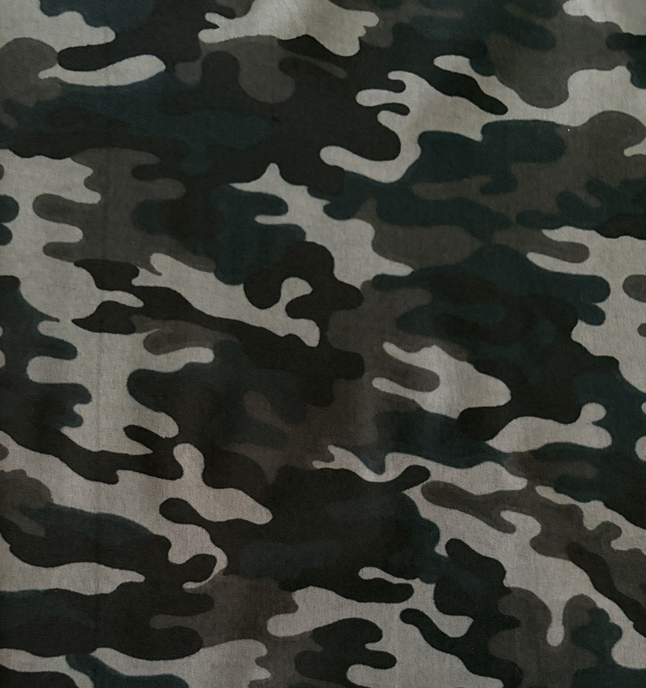 100% Cotton Fabric By The Yard – Gray Black Camouflage – 44” Wide