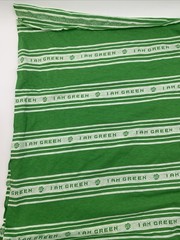 Stretch Bright Green White I AM GREEN T-shirt Fabric Remnant 39” L x 60” W