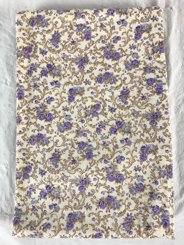 36″x44″ Peter Pan Fabrics Little Purple Flowers on Beige 1 Yard Cotton Fabric
