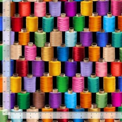Sewing Fabric | Thread & Thimble Rainbow Spools | Timeless Treasures YARD