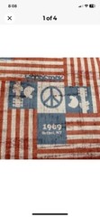 NEW Woodstock 1969 Flag Cotton Fabric; two pieces @ 7/8 yd. each