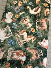 LIL FARMERS FARM ANIMALS ON GREEN HORSE PIG COW Cotton Fabric QT HALF YD