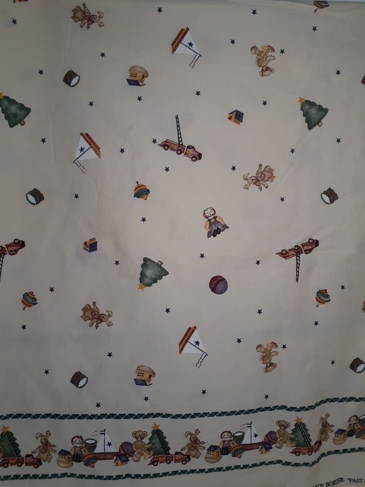 1995 Daisy Kingdom Fabric #26022 Christmas Double Border, Past & Present 1 Yard