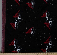 Glenoit Luxury Faux Fur Cardinals on Black Fur Fabric By the Yard A614.02