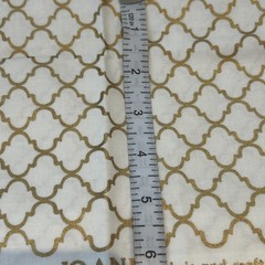 JoAnn Buttercream White Gold Lattice Cotton Quilting Fabric 33″ X 44″