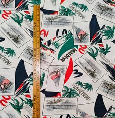 Tropical Island Sailboats Palm Trees Maldives Tube Knit 2 yds x 62″