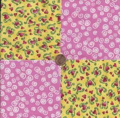 Pink Hearts White Swirls Pink 100% Cotton Fabric Quilt Square Blocks EU