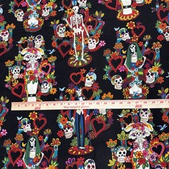 Alexander Henry Tree of Life Day of the Dead Black Cotton Fabric BTY #68
