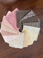 NEW 15 Piece Fat Quarter BUNDLE All Quilters Fabric In Browns And Pinks
