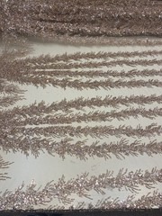 Rose Celestial Fern Beaded Lace Fabric – Crystal Embroidered Tulle Prom Fabric