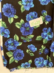 Lot of 5 Fabric Scraps Black & Blue Florals Planets Paisley Lot #43