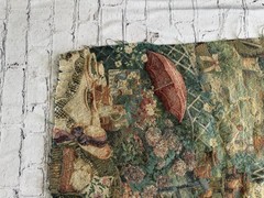 Vintage Romantic Scene French Country Tapestry Woven 26”x 38” Upholstery 2 Piece