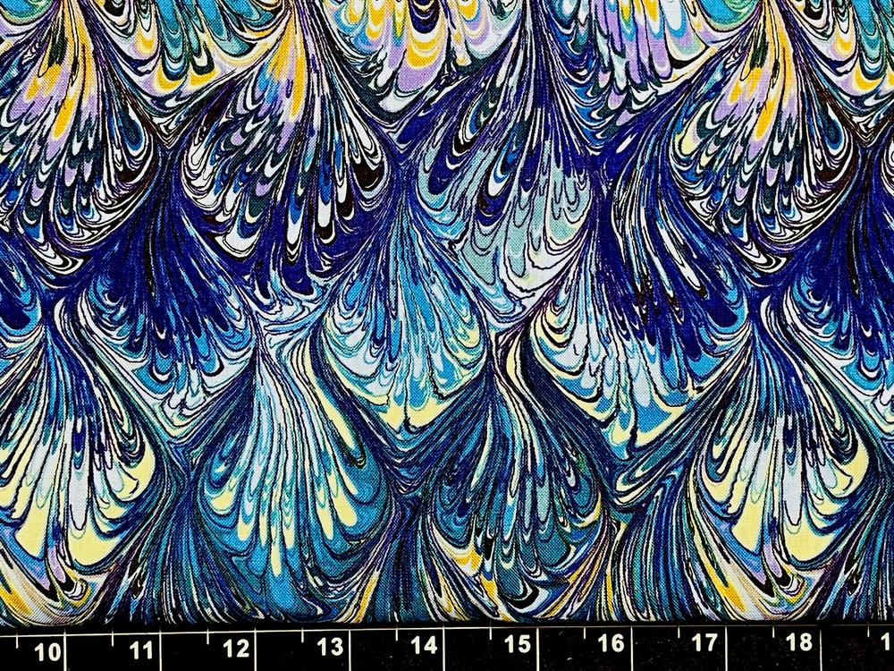 Tina Scrap 9″x21″ Swirl Paint Splotches Paisley Water Ripples Cotton Fabric